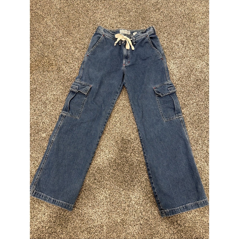 Vintage Y2K Abercrombie & Fitch Drawstring Jeans Womens Size S Wide Leg Cargo